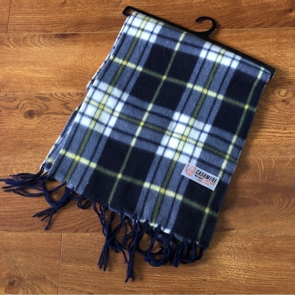 Cashmere feel scarf 100% acrylic scarf in blue plaid